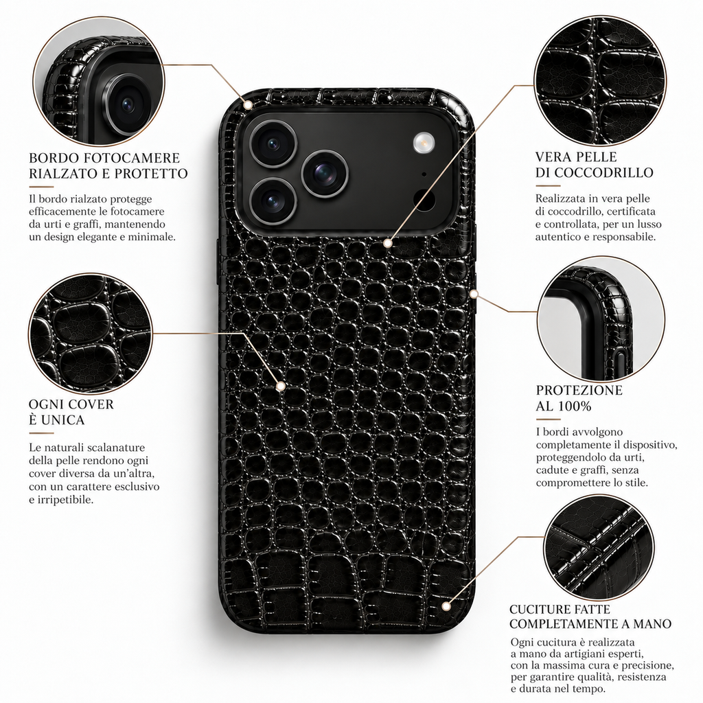 Cover MagSafe in Vera Pelle di Coccodrillo