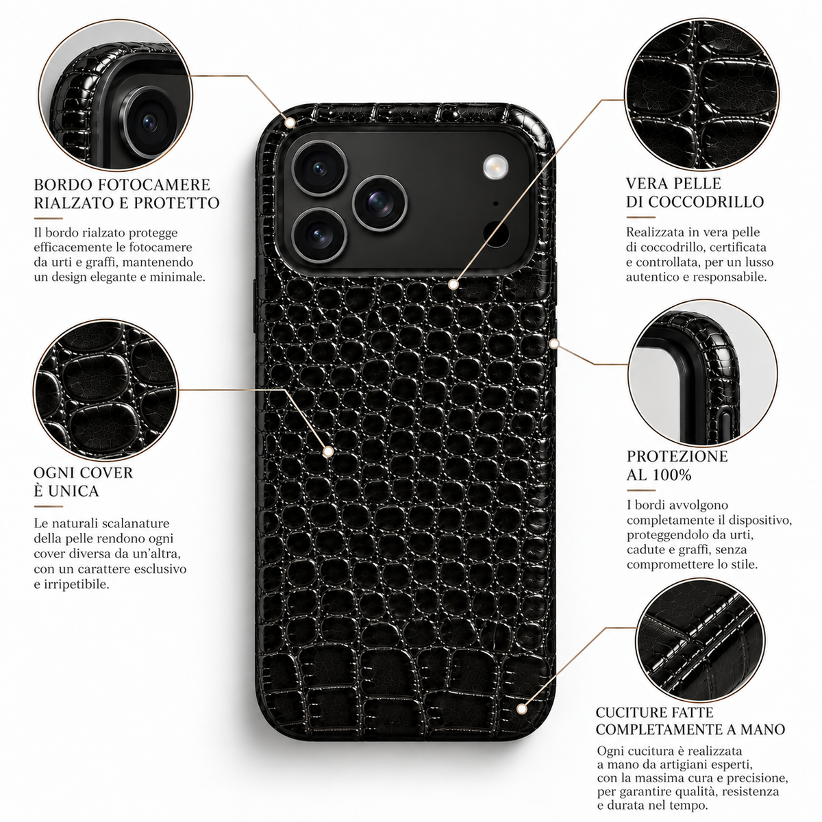 Cover MagSafe in Vera Pelle di Coccodrillo