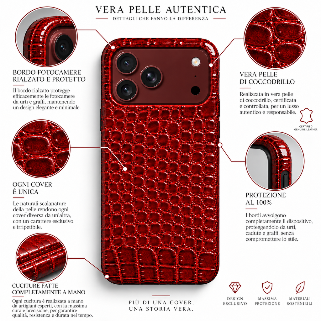 Cover MagSafe iPhone in Pelle di Coccodrillo