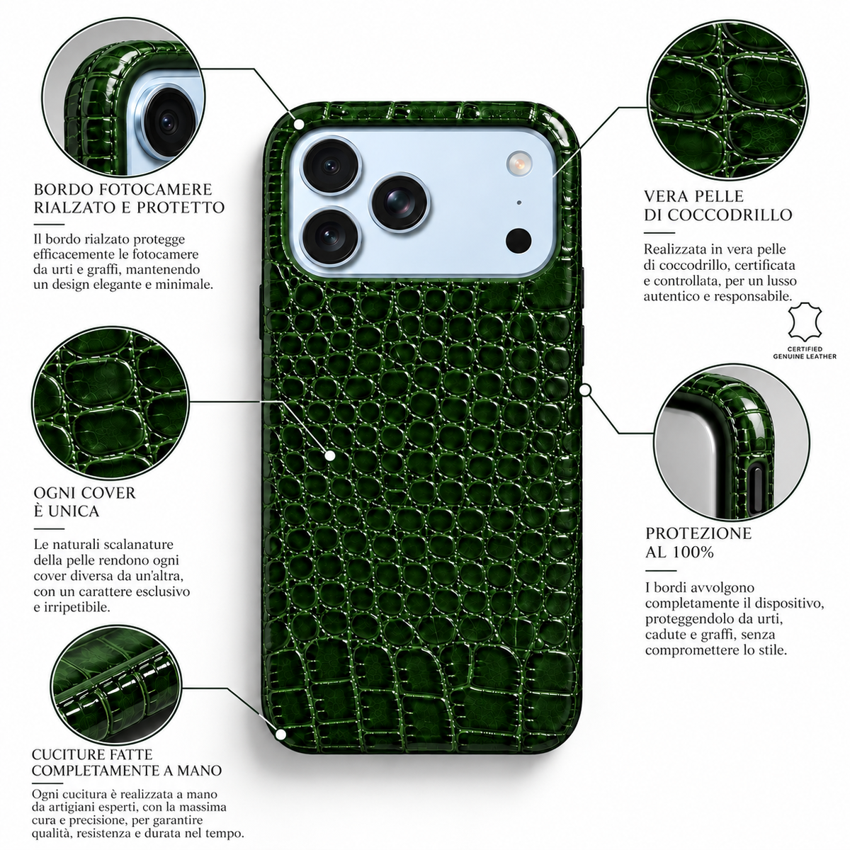 Cover MagSafe iPhone in Pelle di Coccodrillo