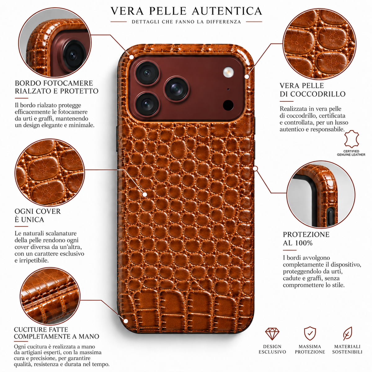 Cover MagSafe iPhone in Pelle di Coccodrillo