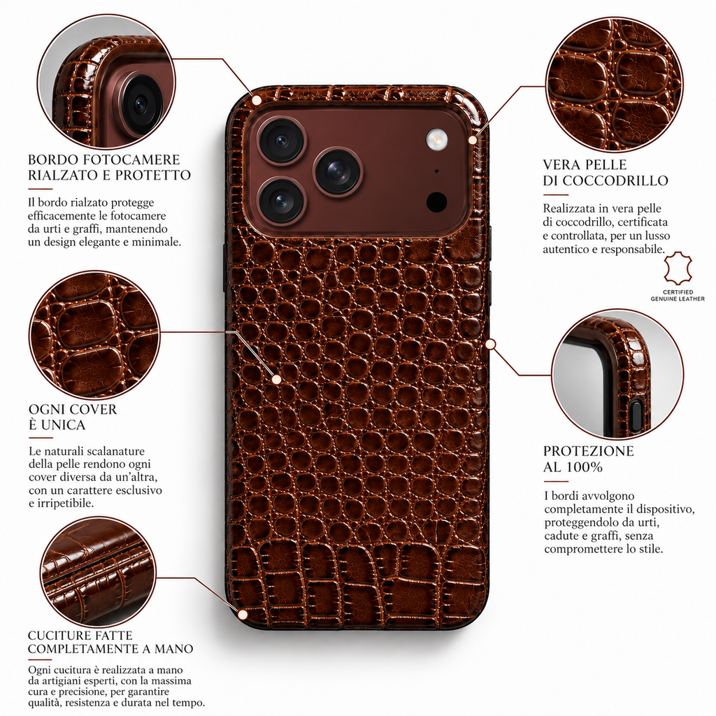 Cover MagSafe iPhone in Pelle di Coccodrillo