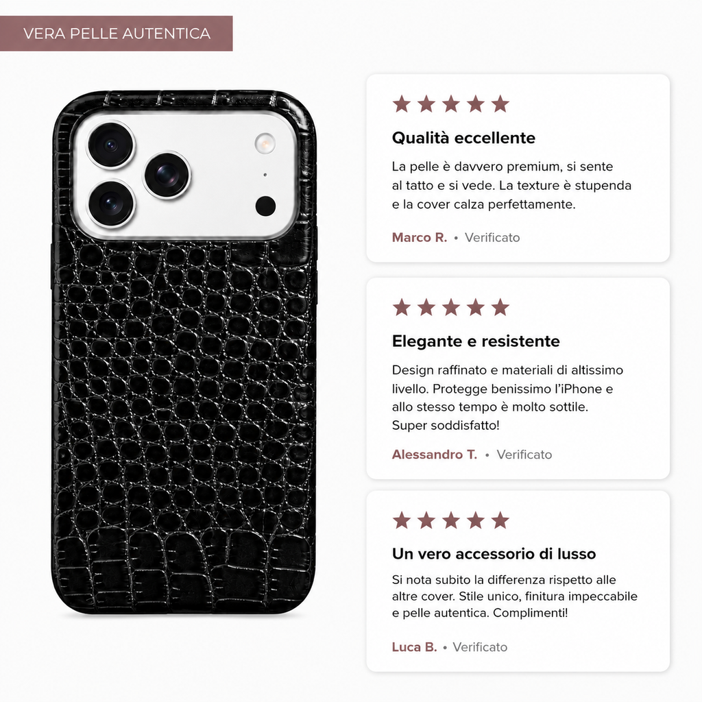 Cover MagSafe in Vera Pelle di Coccodrillo