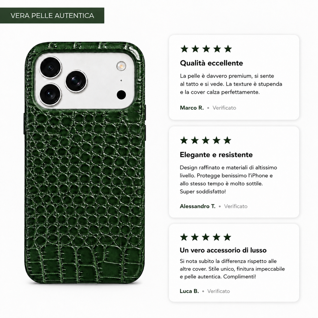 Cover MagSafe iPhone in Pelle di Coccodrillo